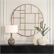 Uttermost Geometric Round Mirror in in Gold
