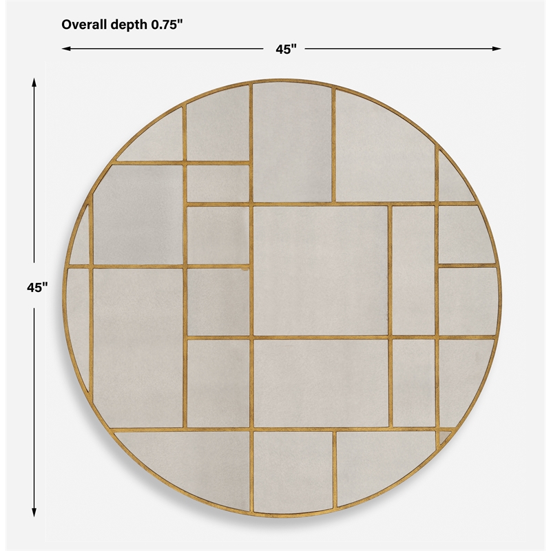 Uttermost Geometric Round Mirror in in Gold