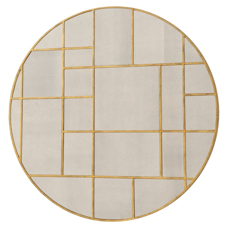 Uttermost Geometric Round Mirror in in Gold