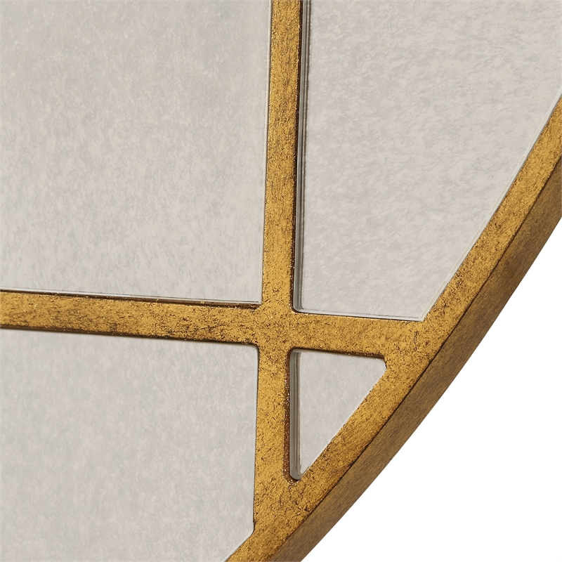 Uttermost Geometric Round Mirror in in Gold