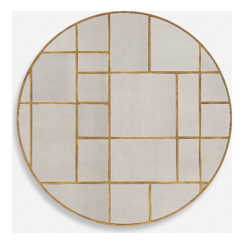 Uttermost Geometric Round Mirror in in Gold