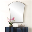 Uttermost Monarch Scalloped Arched Vanity Mirror in Antique Brass