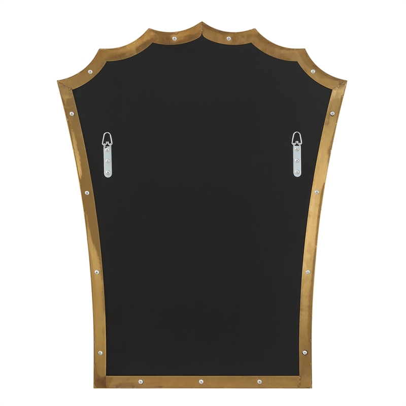 Uttermost Monarch Scalloped Arched Vanity Mirror in Antique Brass
