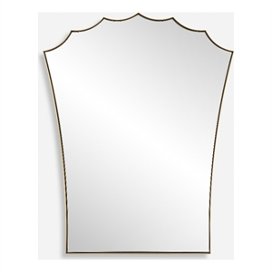 Uttermost Monarch Scalloped Arched Vanity Mirror in Antique Brass