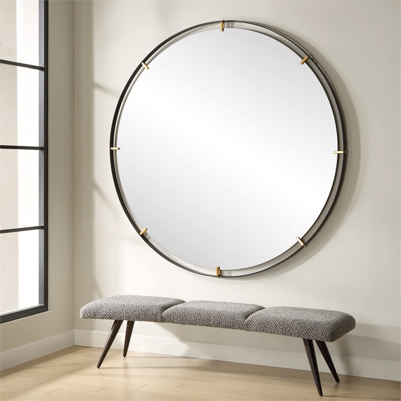 Uttermost Grand Pendulum Round Mirror in Black