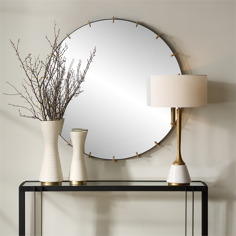 Uttermost Pali Industrial Round Mirror in in Gold