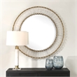 Uttermost Denali Textured Glass Round Mirror in in Gold