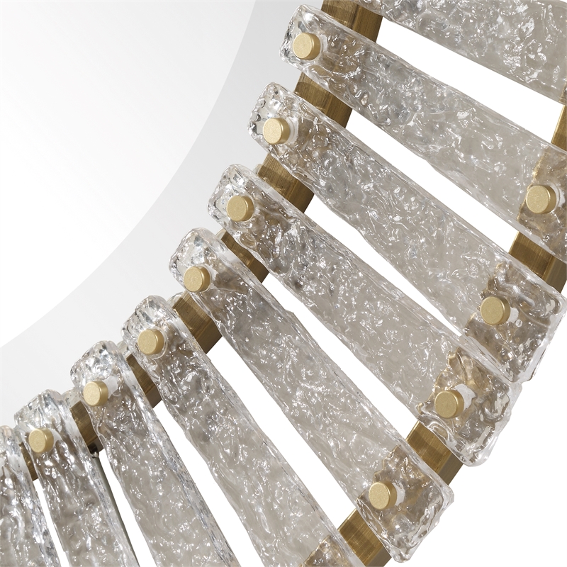 Uttermost Denali Textured Glass Round Mirror in in Gold