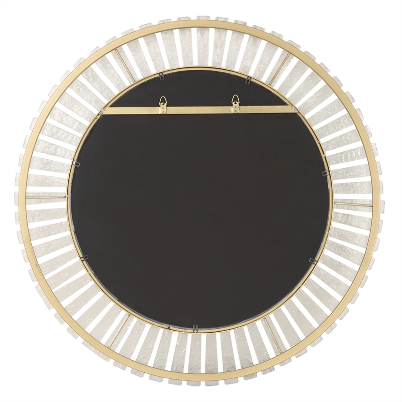 Uttermost Denali Textured Glass Round Mirror in in Gold