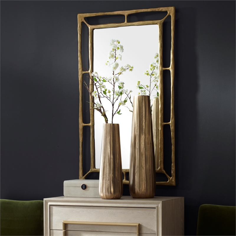 Uttermost Vertiforge Antique Gold Vases Set of 2