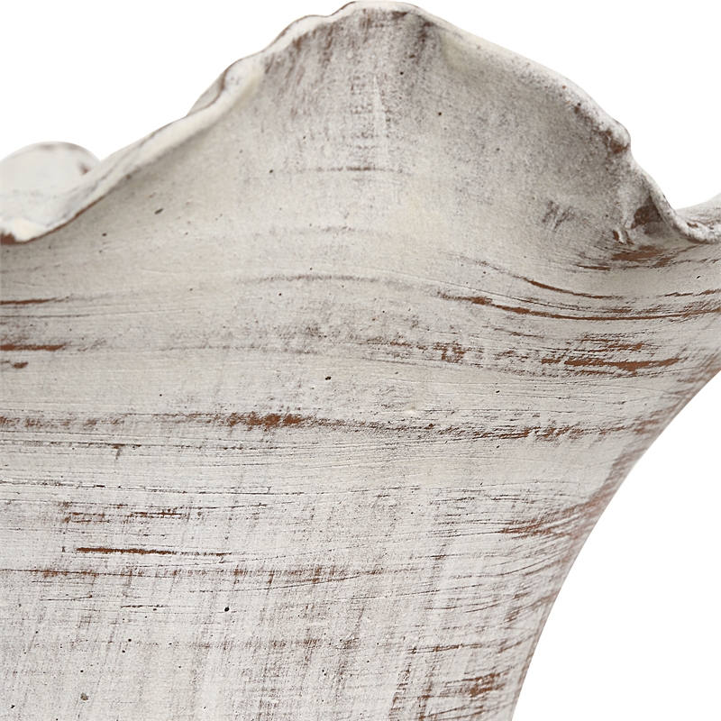 Uttermost Ruffled Petal White Vases Set of 2