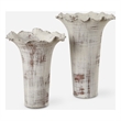 Uttermost Ruffled Petal White Vases Set of 2
