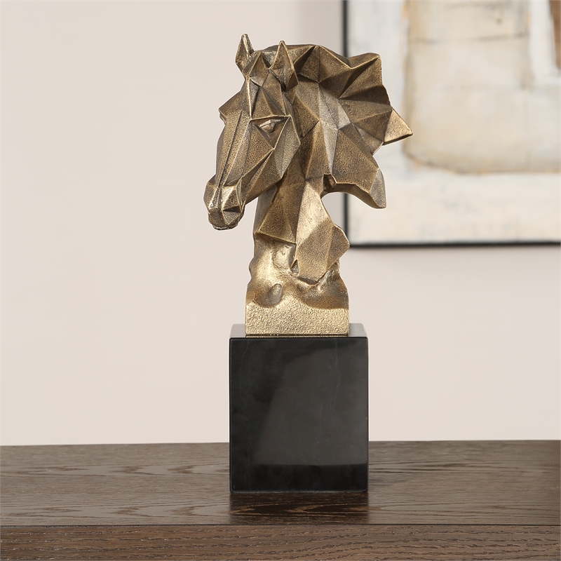 Uttermost Chiseled Horse Bust Sculpture in in Gold