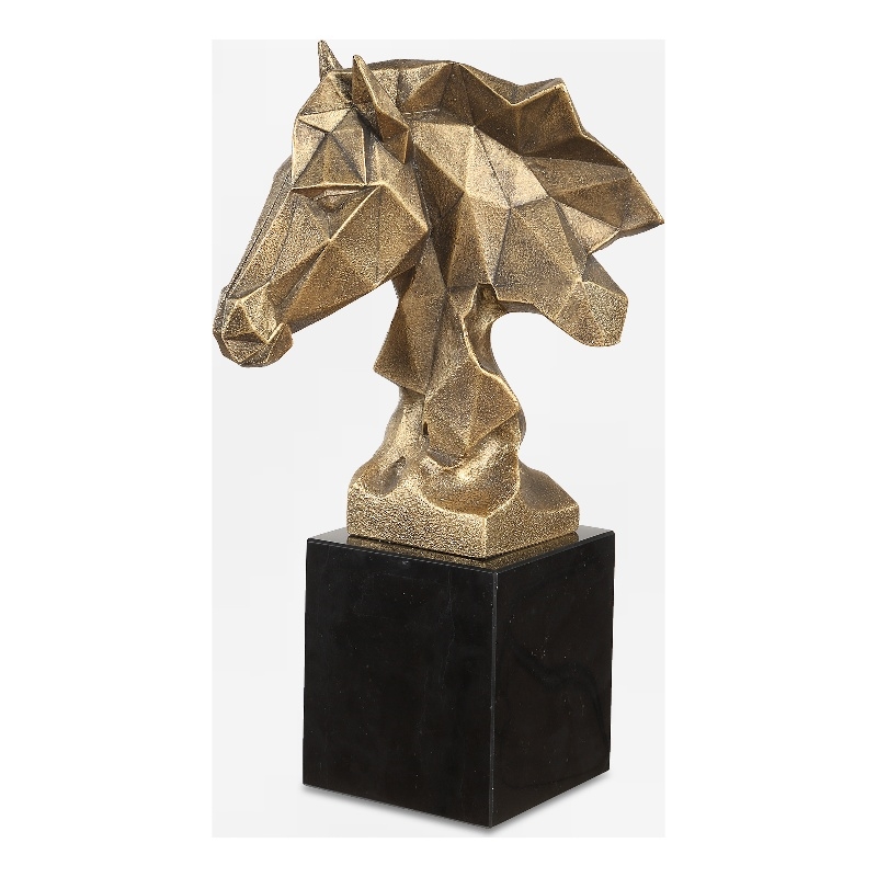 Uttermost Chiseled Horse Bust Sculpture in in Gold