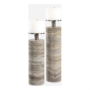 Uttermost Shadowstone Candleholders in Gray (Set of 2)