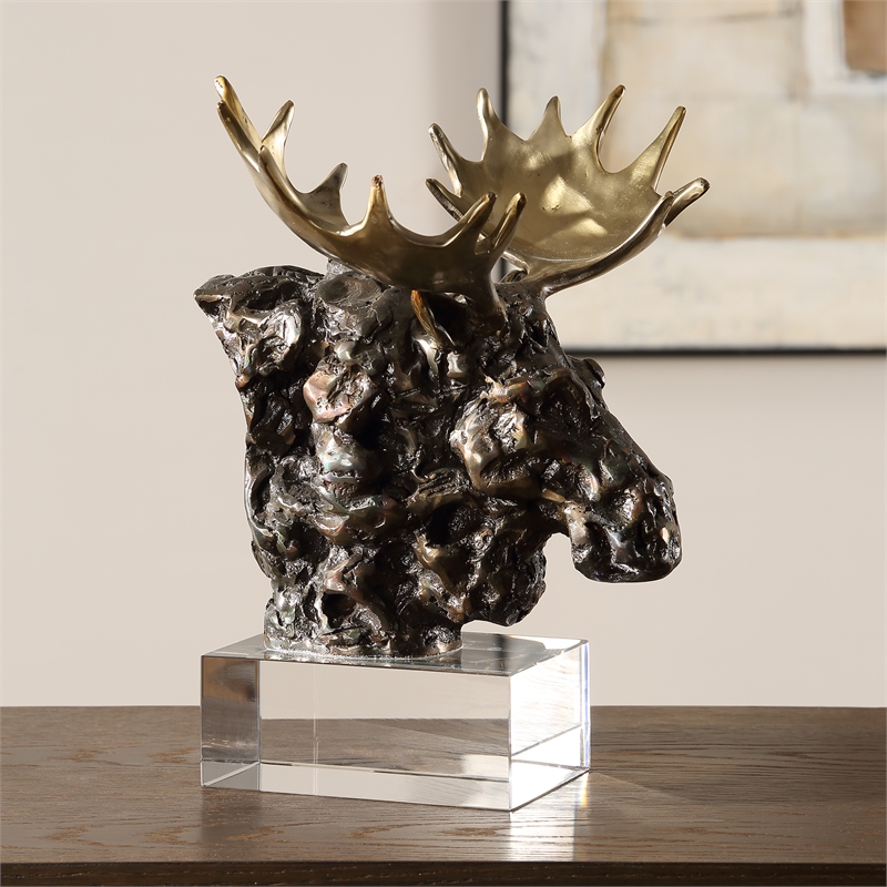 Uttermost Moose Bust Bronze Sculpture