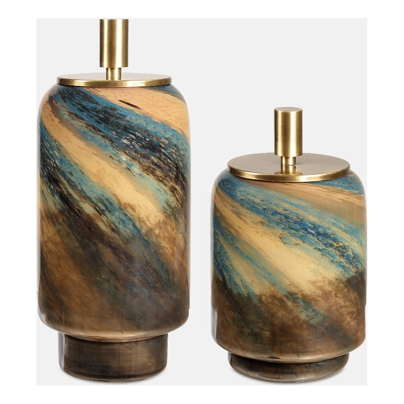 Uttermost Celestial Tide Glass Containers in Caramel (Set of 2)