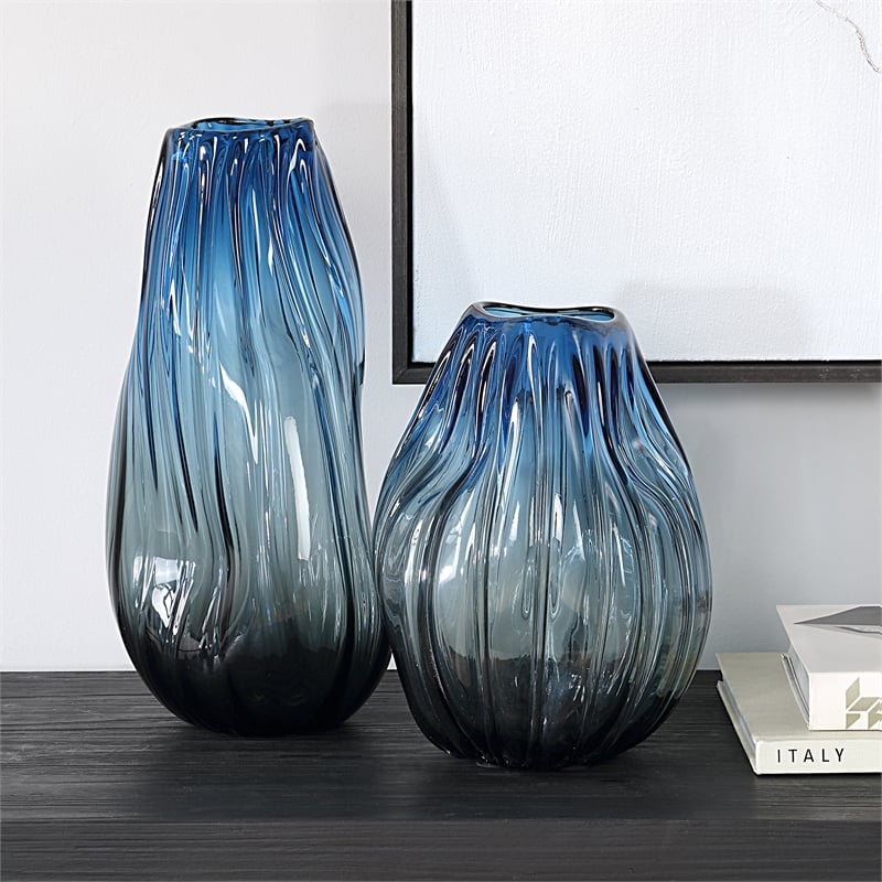 Uttermost Midnight Horizon Vases in Blue (Set of 2)