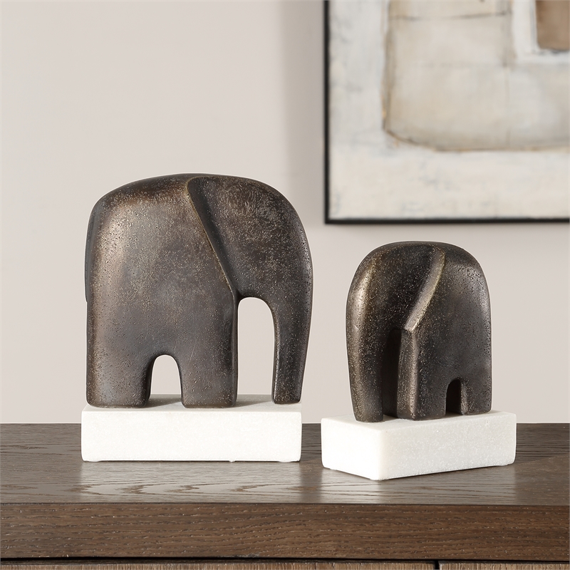 Uttermost Timeless Tusk Bronze Sculptures Set of 2