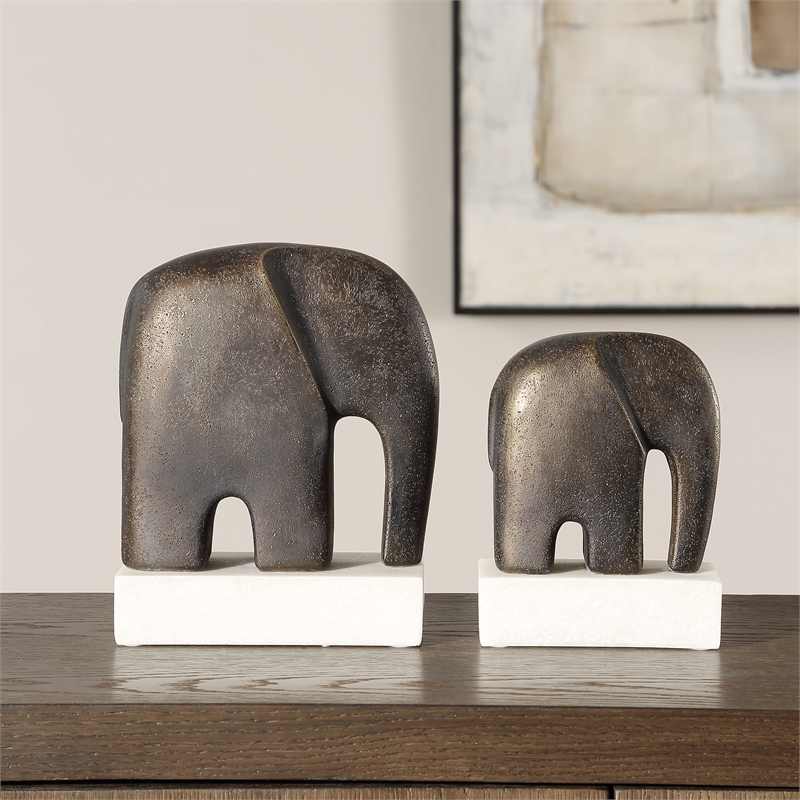 Uttermost Timeless Tusk Bronze Sculptures Set of 2