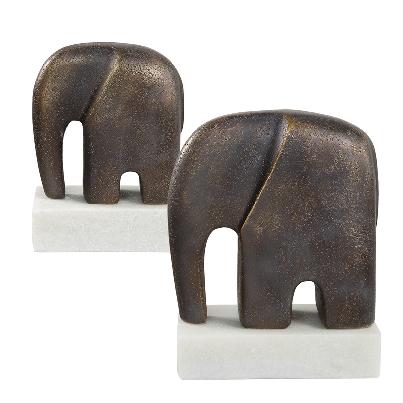 Uttermost Timeless Tusk Bronze Sculptures Set of 2