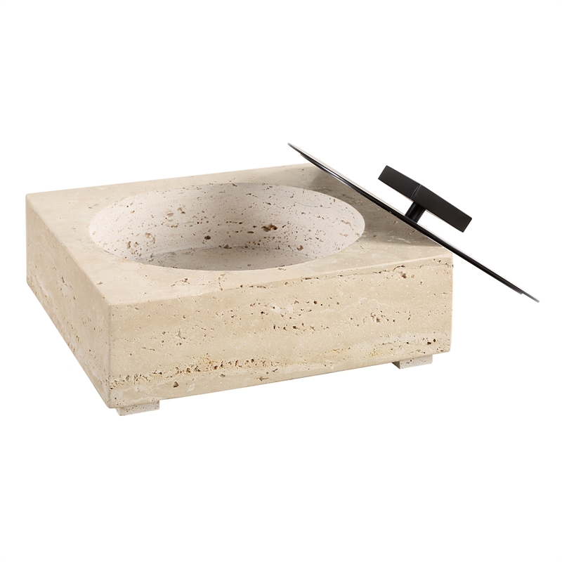 Uttermost Natural Luxe Travertine Box in Tan