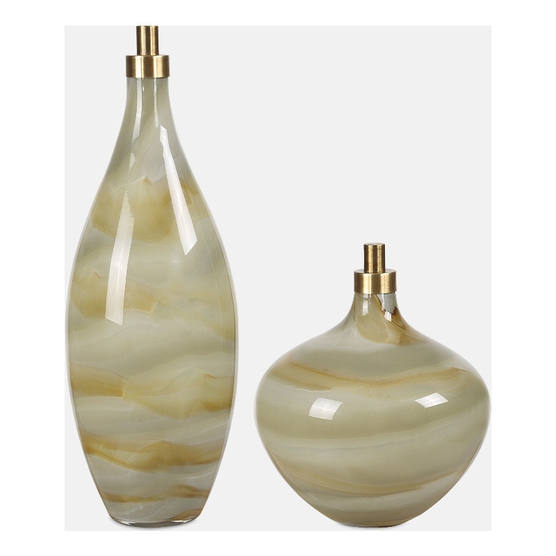 Uttermost Cascade Glass Bottles in in Gray (Set of 2)