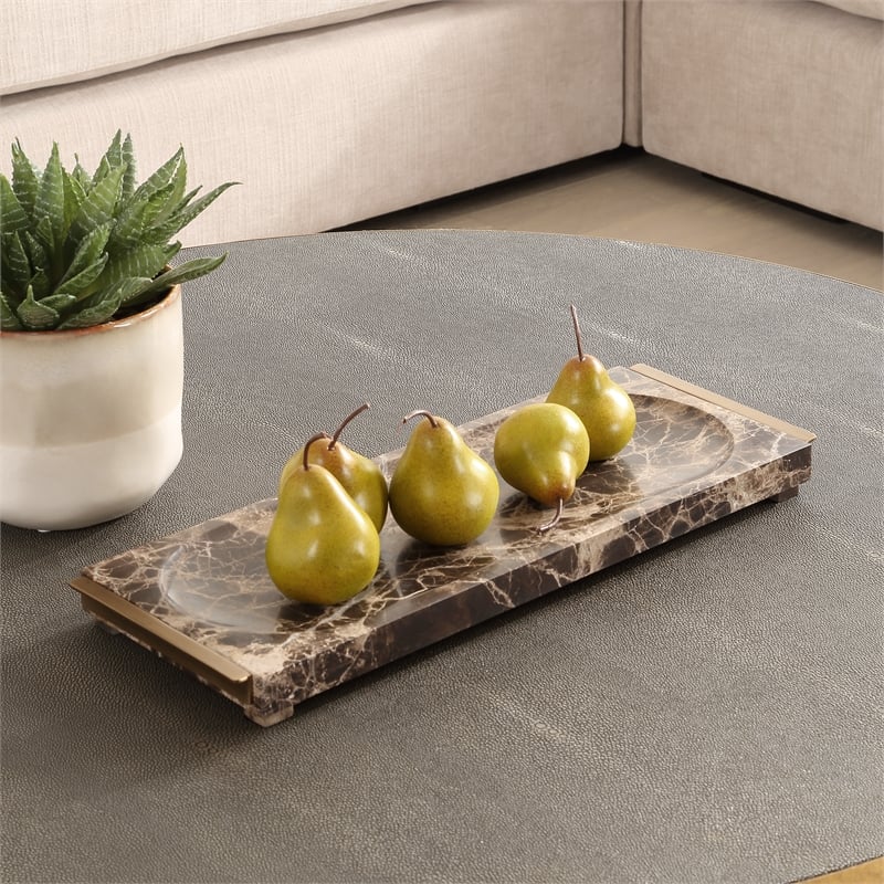 Uttermost Marble Tray Crest in Chocolate