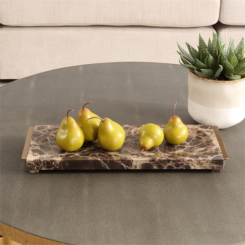 Uttermost Marble Tray Crest in Chocolate