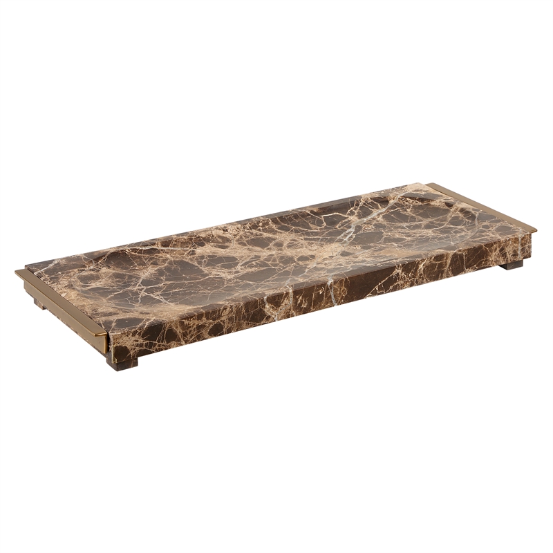 Uttermost Marble Tray Crest in Chocolate