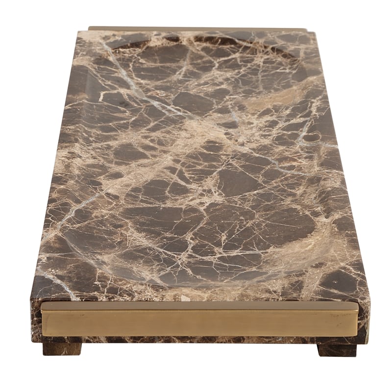 Uttermost Marble Tray Crest in Chocolate
