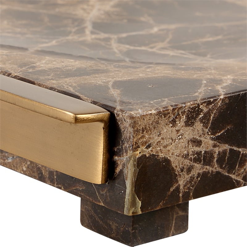 Uttermost Marble Tray Crest in Chocolate