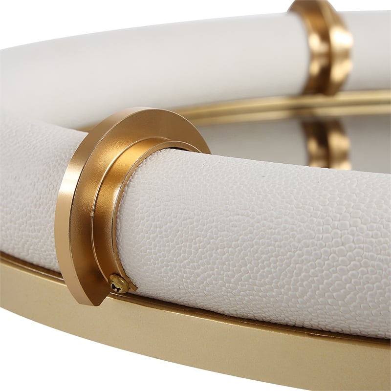Uttermost Cyprus Leather Oval Tray in White
