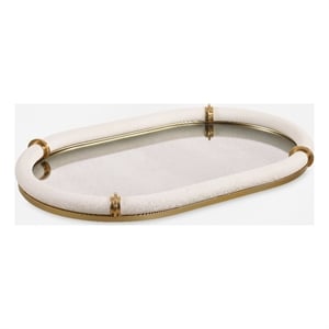 Uttermost Cyprus Leather Oval Tray in White