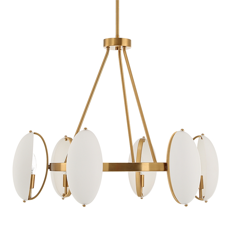 Uttermost Oviform 6 Light Round Chandelier in Brass