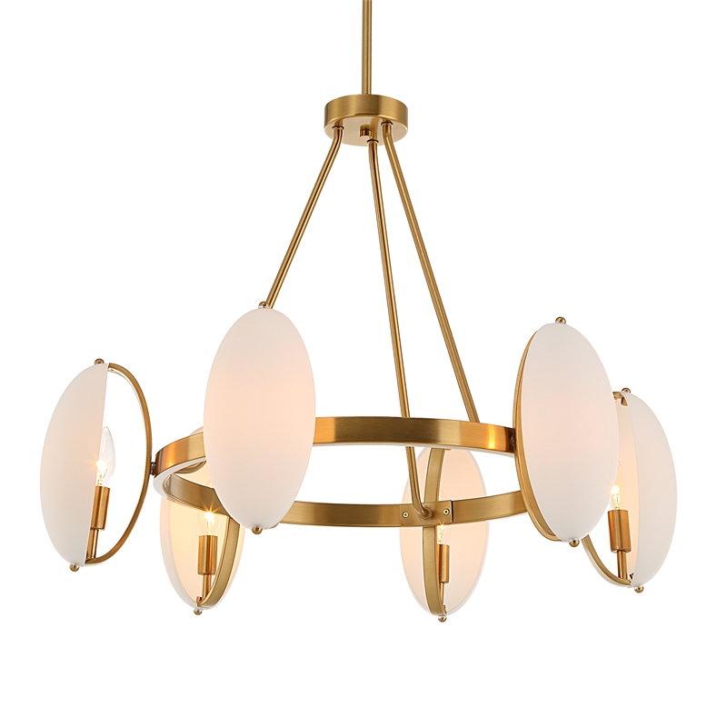 Uttermost Oviform 6 Light Round Chandelier in Brass