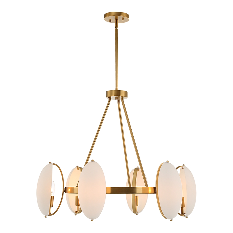 Uttermost Oviform 6 Light Round Chandelier in Brass