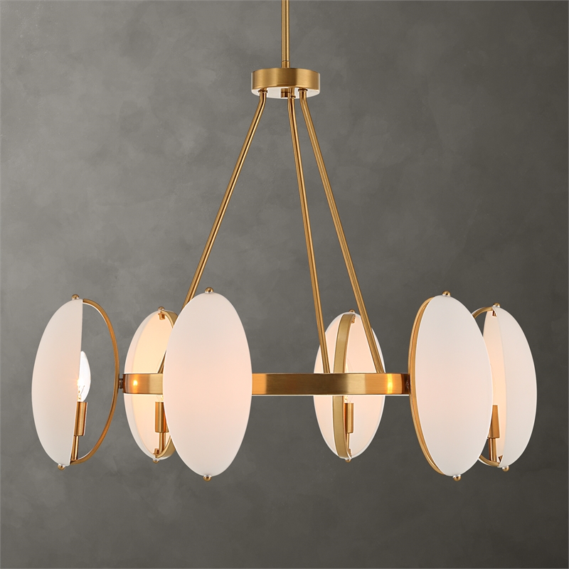 Uttermost Oviform 6 Light Round Chandelier in Brass