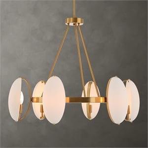 Uttermost Oviform 6 Light Round Chandelier in Brass
