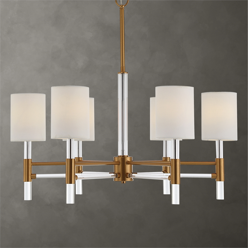 Uttermost Welkin 6 Light Modern Chandelier in Brass