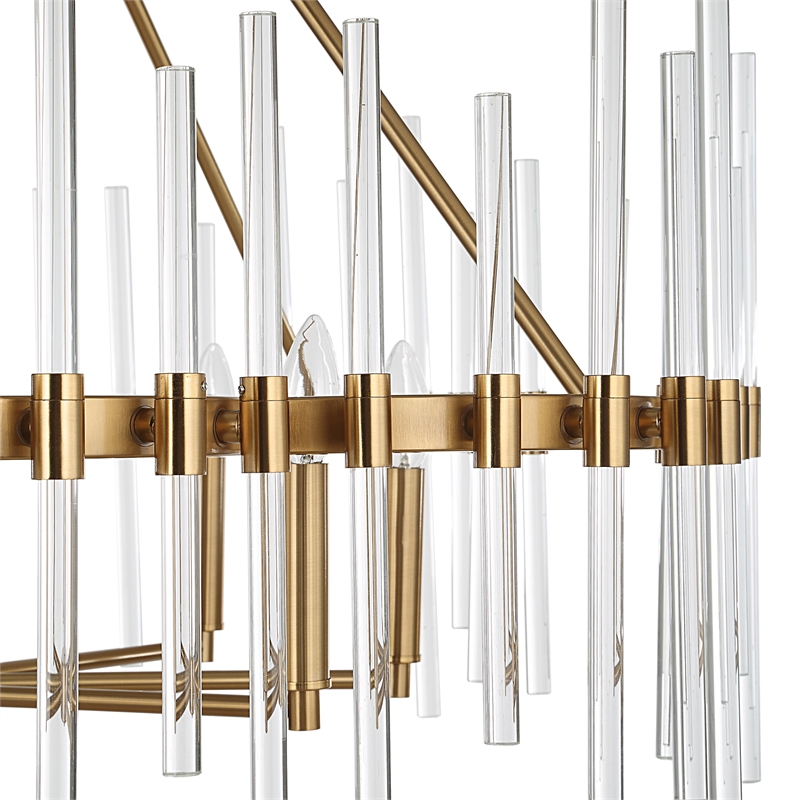 Uttermost Crystal Stick 8 Light Brass Chandelier