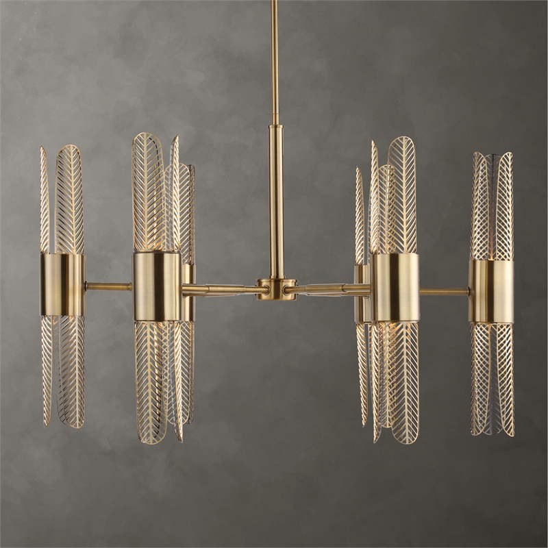 Uttermost Cret 12 Light Brass Chandelier