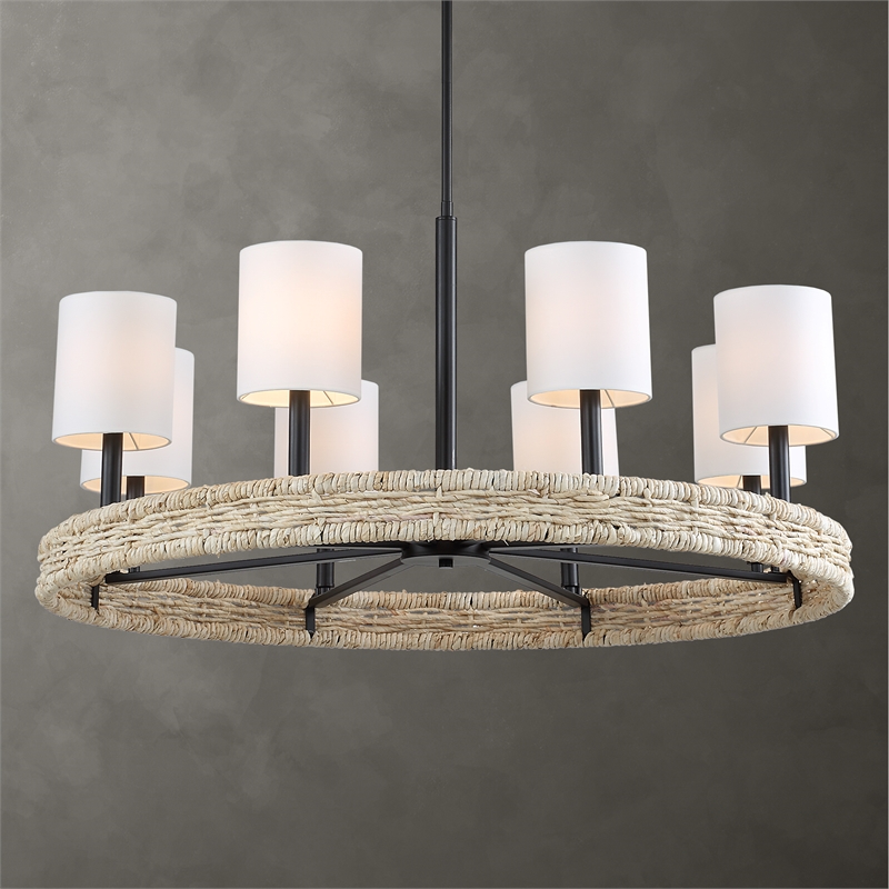 Uttermost Faiyam 8 Light Rattan Chandelier in Bronze