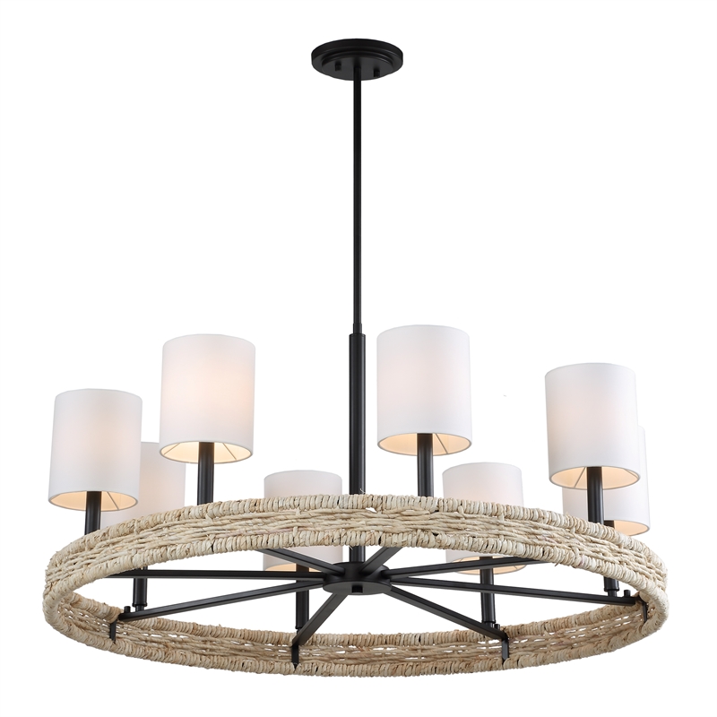 Uttermost Faiyam 8 Light Rattan Chandelier in Bronze