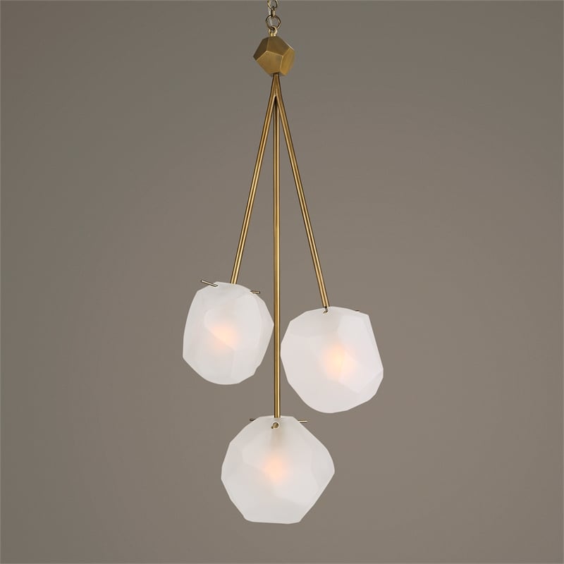Uttermost Geodesic 3 Light Pendant in Antique Brass