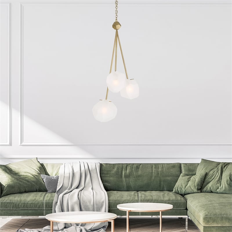 Uttermost Geodesic 3 Light Pendant in Antique Brass