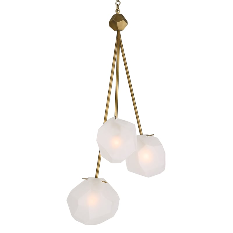 Uttermost Geodesic 3 Light Pendant in Antique Brass