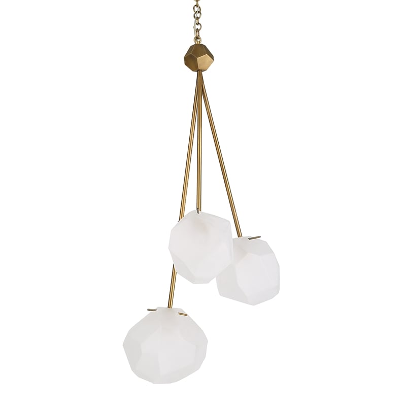 Uttermost Geodesic 3 Light Pendant in Antique Brass