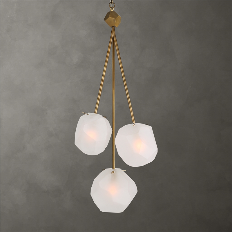 Uttermost Geodesic 3 Light Pendant in Antique Brass