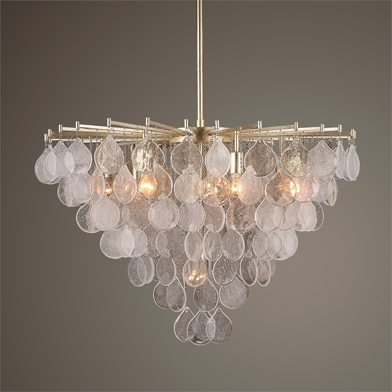 Uttermost Goccia 8 Light Tear Drop Glass Pendant in Silver